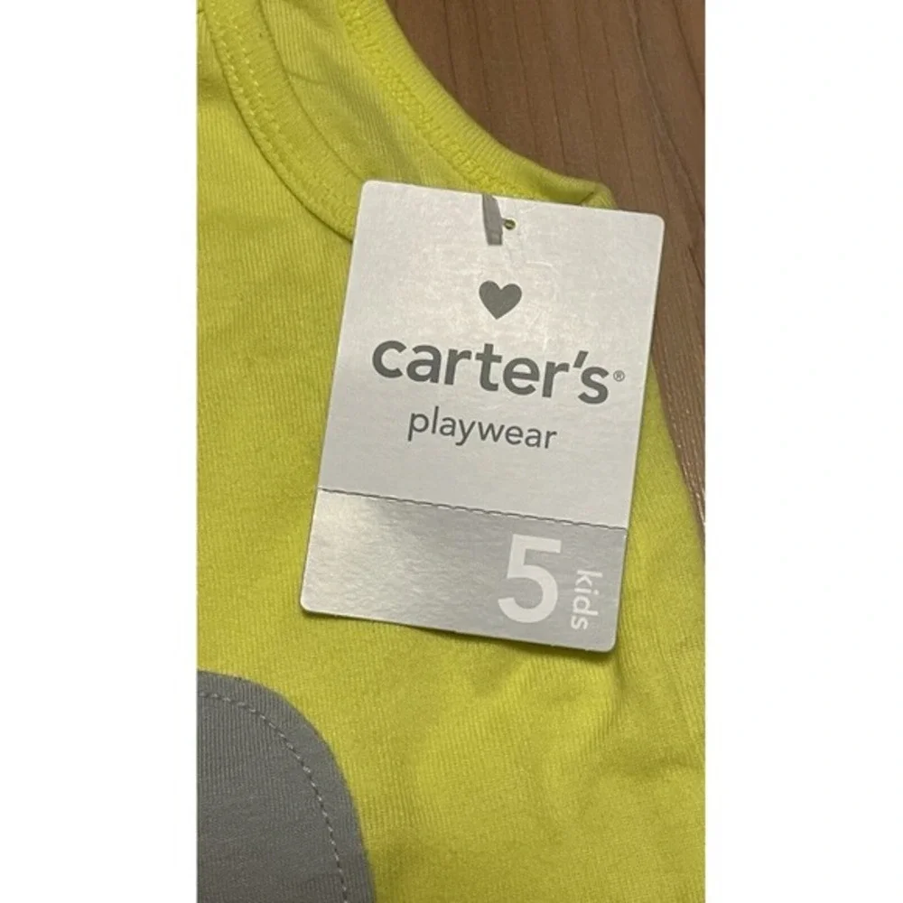 Carter's Girls Size 5 Yellow Whale Shirt Summer‎ Cute Bright Fun Spring School